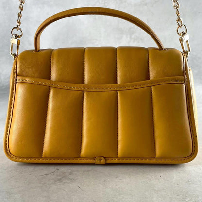 COACH Shoulder Bag Purse 2way Turn Lock Yellow Authentic
