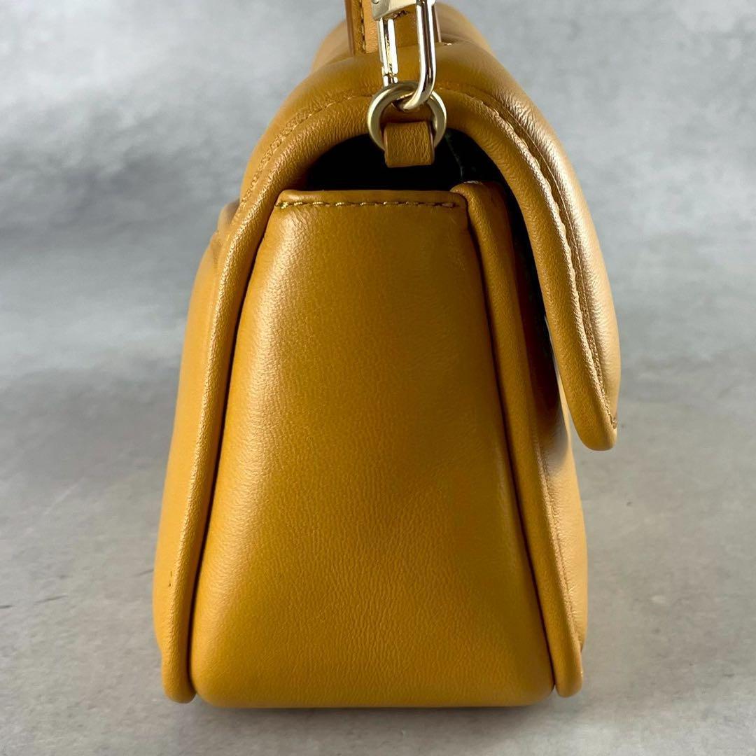 COACH Shoulder Bag Purse 2way Turn Lock Yellow Authentic