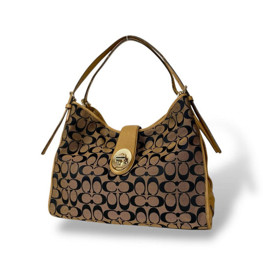 COACH Shoulder Bag Purse Signature 32353 Turn Lock Authentic