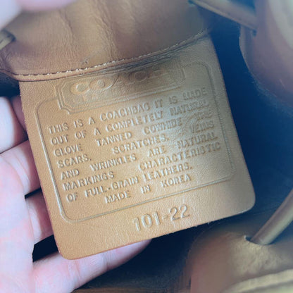 COACH Shoulder Bag Purse OLD Leather Yellow Brown Authentic