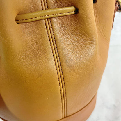 COACH Shoulder Bag Purse OLD Leather Yellow Brown Authentic