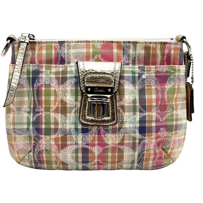 COACH Shoulder Bag Purse Signature Nylon Multicolor Authentic