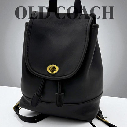 COACH Backpack Turn Lock Old 9960 Leather Black Authentic