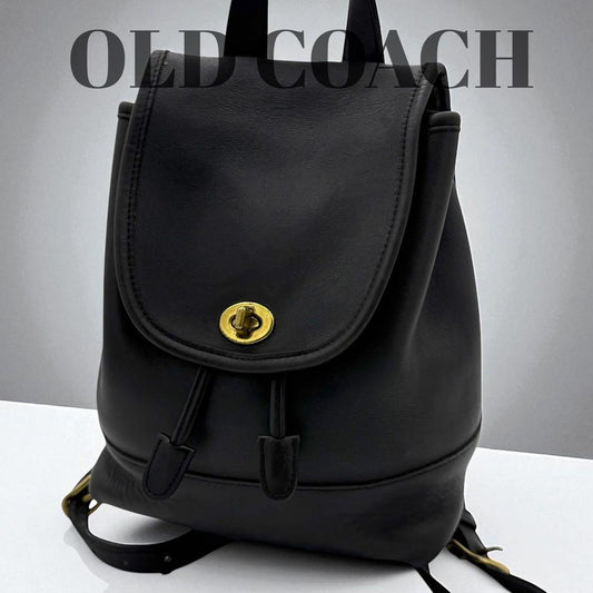 COACH Backpack Turn Lock Old 9960 Leather Black Authentic