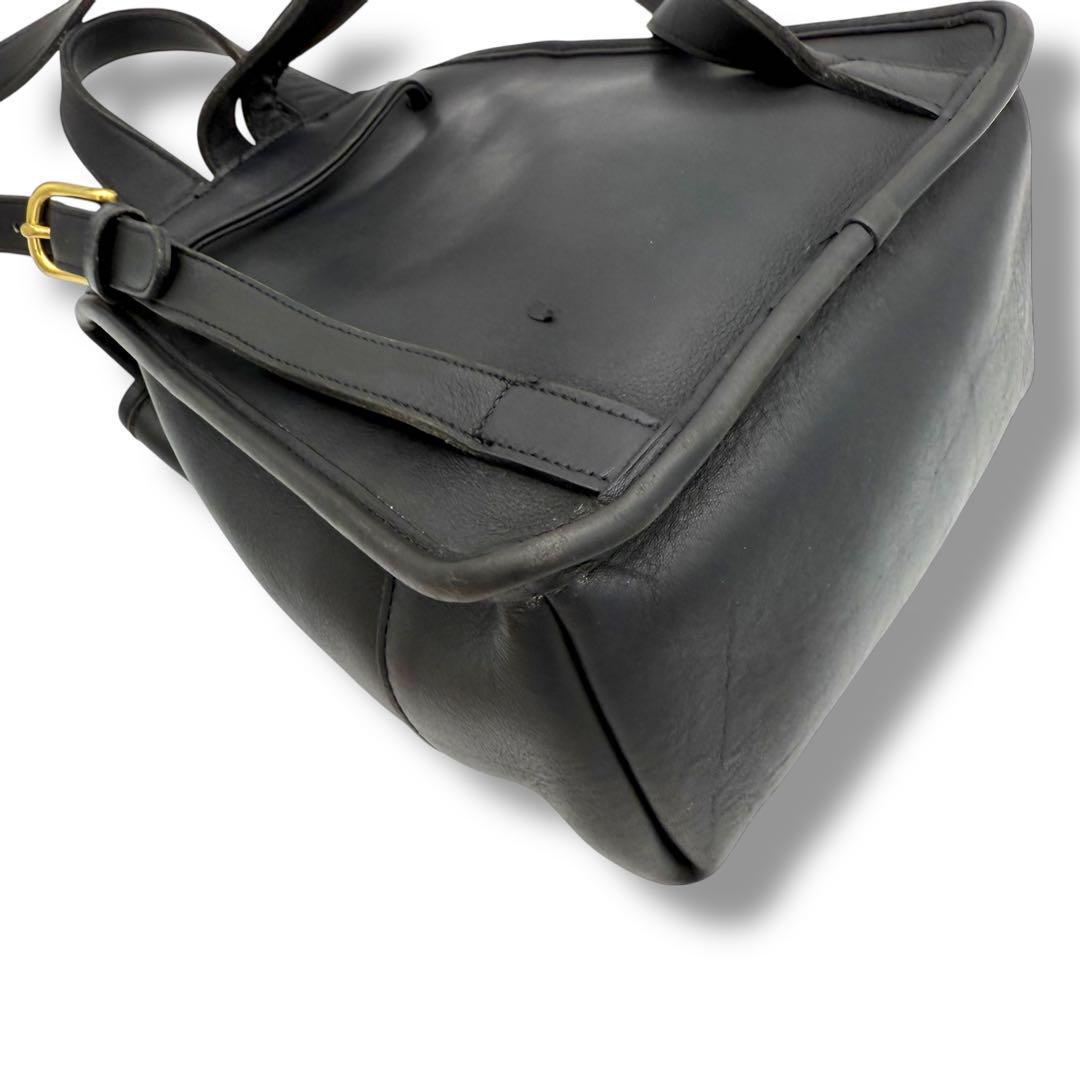COACH Backpack Turn Lock Old 9960 Leather Black Authentic