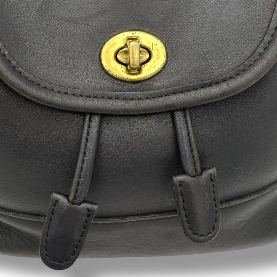 COACH Backpack Turn Lock Old 9960 Leather Black Authentic