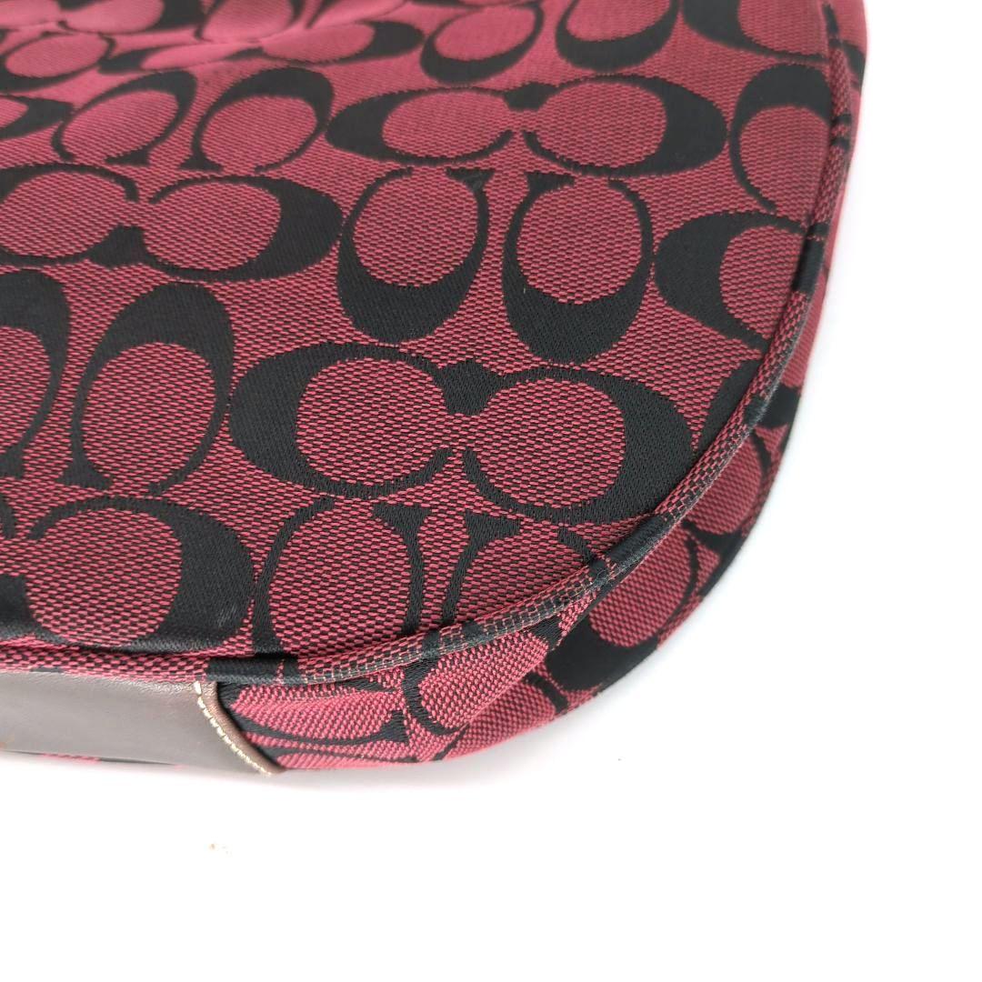 COACH Shoulder Bag Purse Signature Hobo Red Authentic