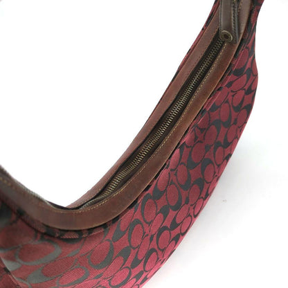 COACH Shoulder Bag Purse Signature Hobo Red Authentic