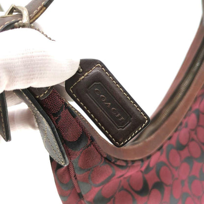 COACH Shoulder Bag Purse Signature Hobo Red Authentic