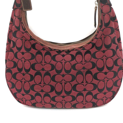 COACH Shoulder Bag Purse Signature Hobo Red Authentic