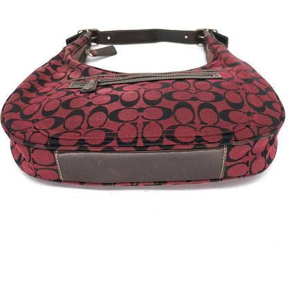 COACH Shoulder Bag Purse Signature Hobo Red Authentic
