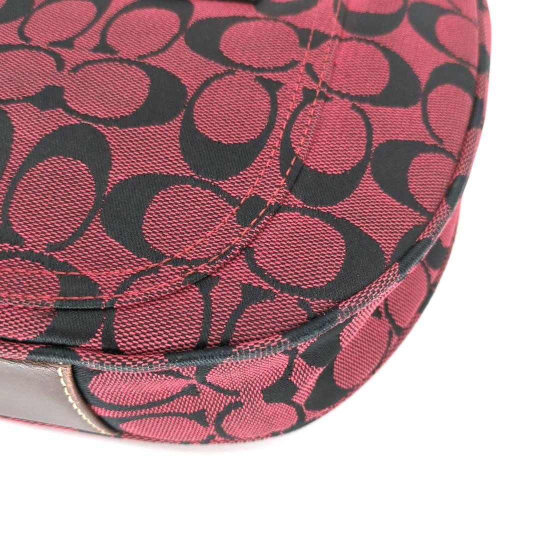 COACH Shoulder Bag Purse Signature Hobo Red Authentic