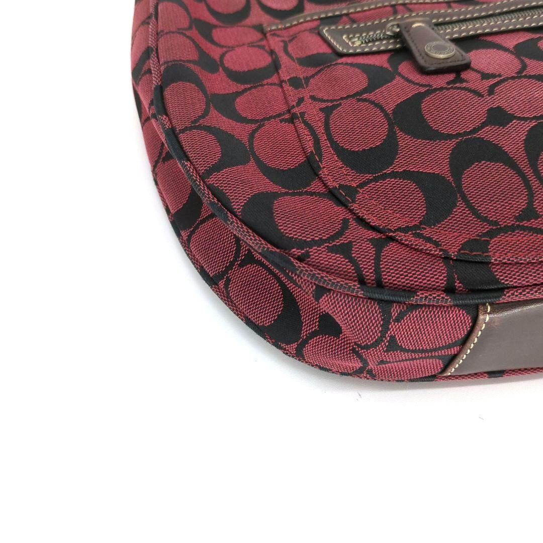 COACH Shoulder Bag Purse Signature Hobo Red Authentic