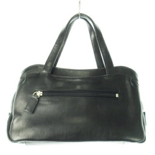 GIANNI VALENTINO Hand Bag Tote Purse Logo Leather Black Authentic