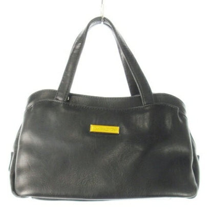 GIANNI VALENTINO Hand Bag Tote Purse Logo Leather Black Authentic