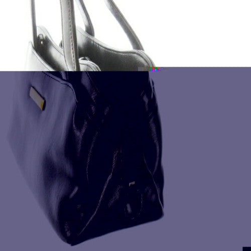 GIANNI VALENTINO Hand Bag Tote Purse Logo Leather Black Authentic