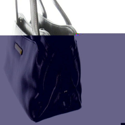 GIANNI VALENTINO Hand Bag Tote Purse Logo Leather Black Authentic