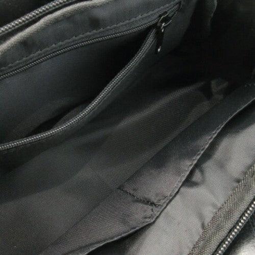GIANNI VALENTINO Hand Bag Tote Purse Logo Leather Black Authentic
