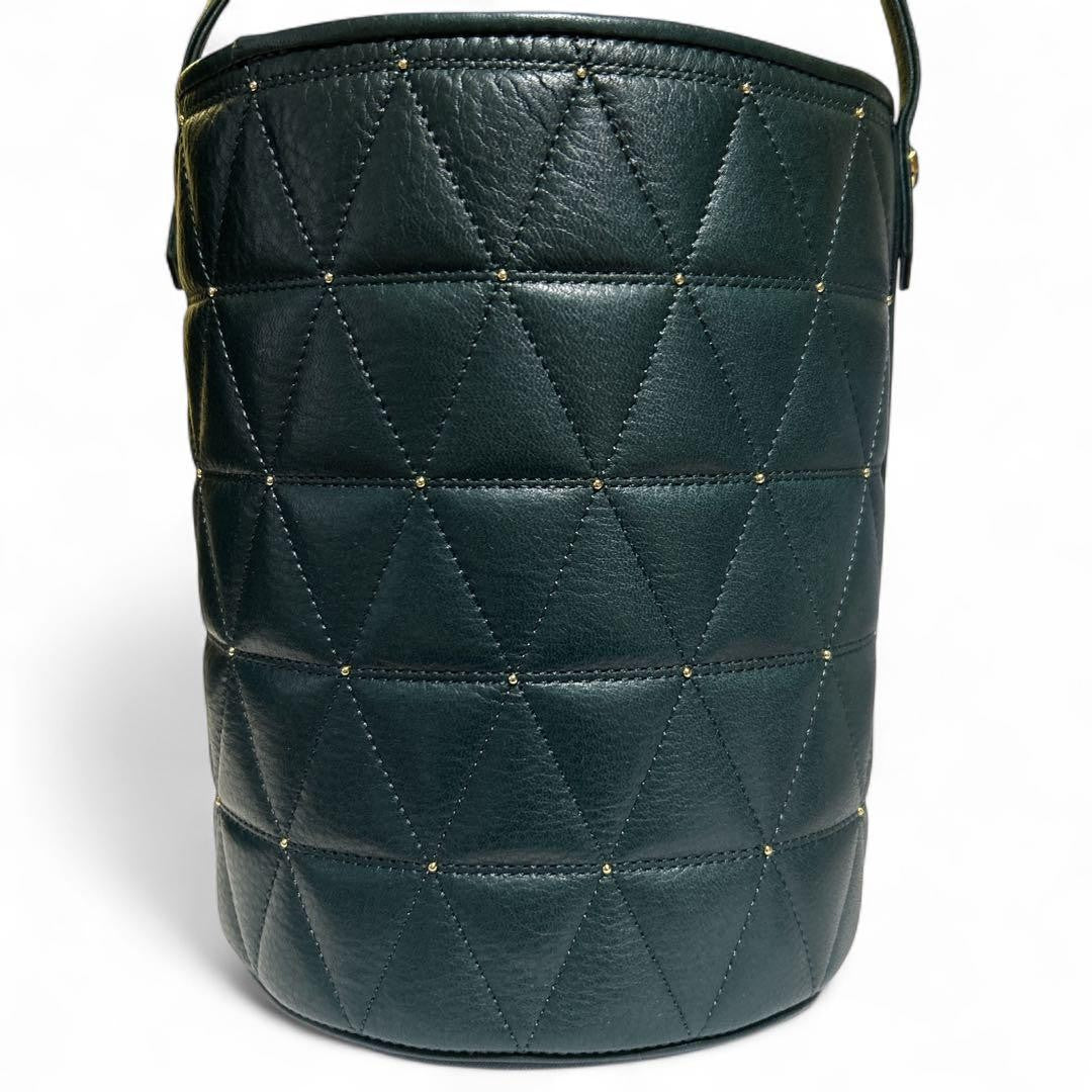 Valentino Garavani Shoulder Bag Purse Logo Leather Deep Green Authentic