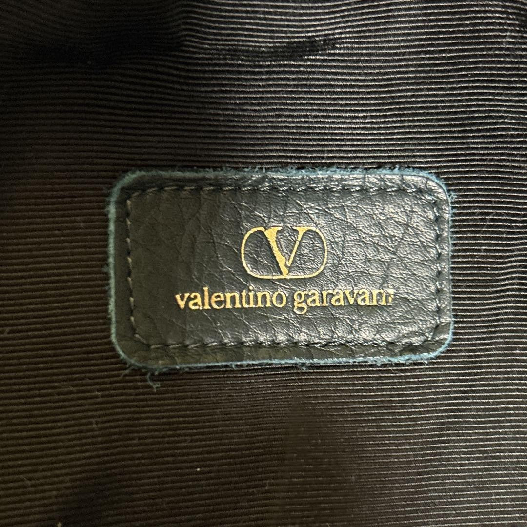 Valentino Garavani Shoulder Bag Purse Logo Leather Deep Green Authentic