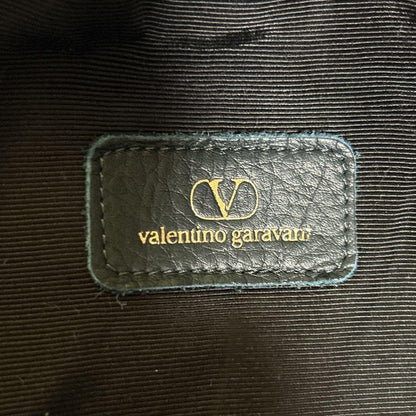Valentino Garavani Shoulder Bag Purse Logo Leather Deep Green Authentic