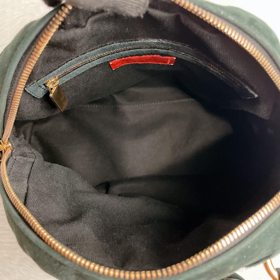 Valentino Garavani Hand Bag Tote Purse Suede Velour Leather Green Authentic