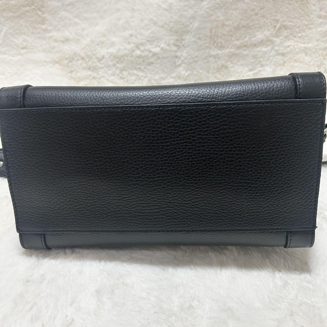 Mario Valentino Hand Shoulder Bag Tote Purse 2way Leather Black Authentic