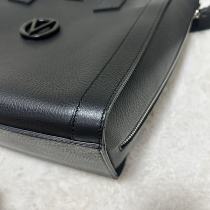 Mario Valentino Hand Shoulder Bag Tote Purse 2way Leather Black Authentic