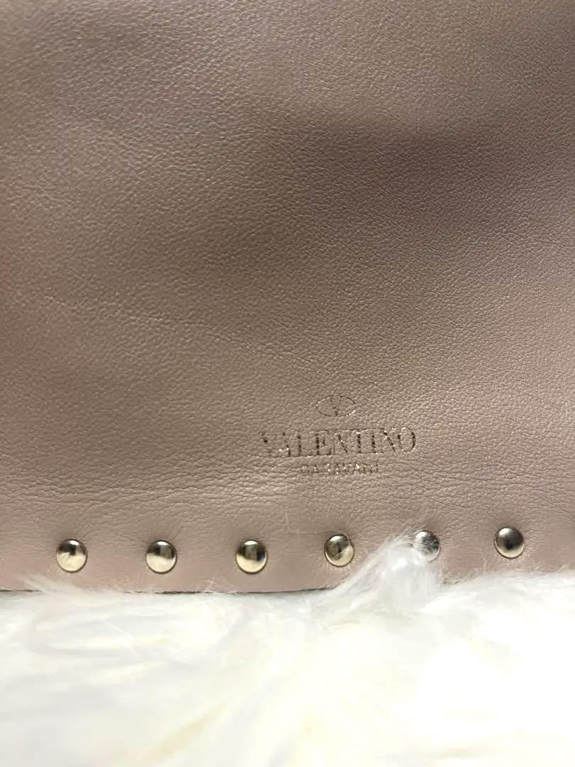 Valentino Clutch Bag Second Bag Studs Pink Beige Greige Authentic