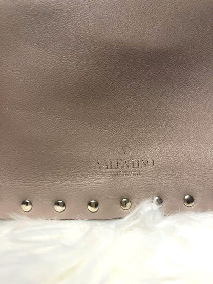 Valentino Clutch Bag Second Bag Studs Pink Beige Greige Authentic