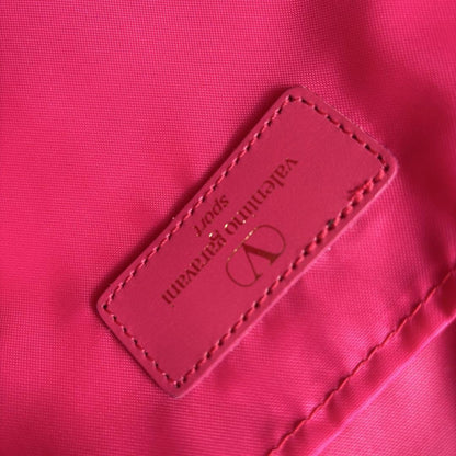 Valentino Garavani sport Shoulder Bag Purse Logo Nylon Leather Pink Authentic