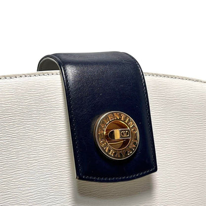 Valentino Garavani Hand Bag Tote Purse Navy White Authentic