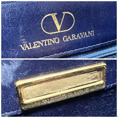 Valentino Garavani Hand Bag Tote Purse Navy White Authentic