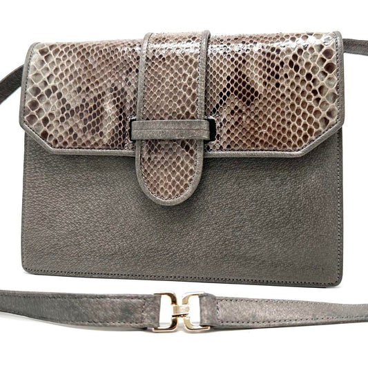 Valentino Garavani Shoulder Bag Purse 2way Leather Gray Brown Authentic