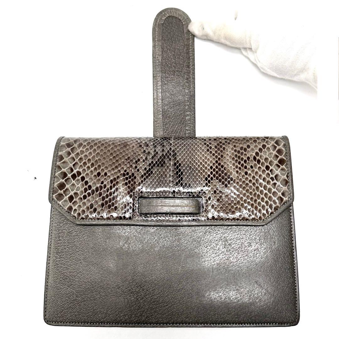 Valentino Garavani Shoulder Bag Purse 2way Leather Gray Brown Authentic