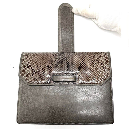 Valentino Garavani Shoulder Bag Purse 2way Leather Gray Brown Authentic