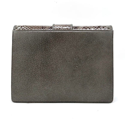 Valentino Garavani Shoulder Bag Purse 2way Leather Gray Brown Authentic