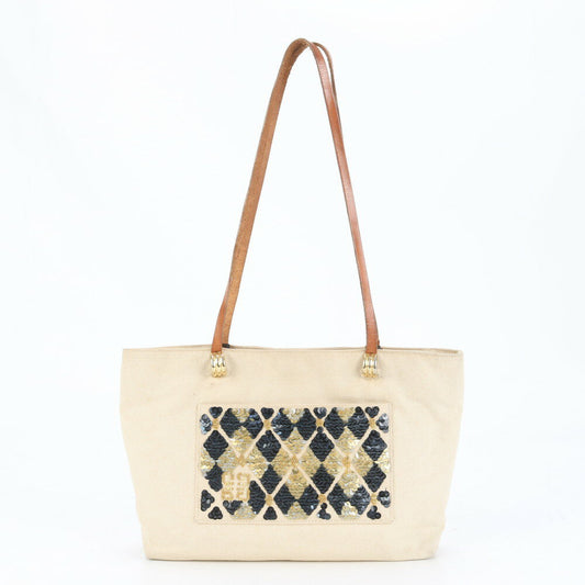 GIVENCHY Hand Shoulder Bag Tote Purse 4G Leather Canvas Beige Brown Authentic