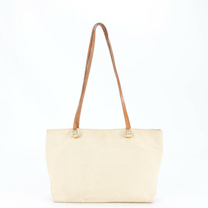 GIVENCHY Hand Shoulder Bag Tote Purse 4G Leather Canvas Beige Brown Authentic