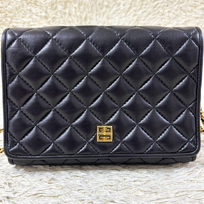 GIVENCHY Shoulder Bag Purse Chain 4G Leather Black Authentic