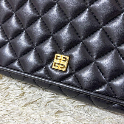 GIVENCHY Shoulder Bag Purse Chain 4G Leather Black Authentic