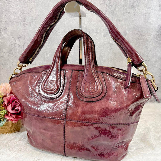GIVENCHY Shoulder Bag Purse 2way Nightingale 4G Leather Purple Authentic