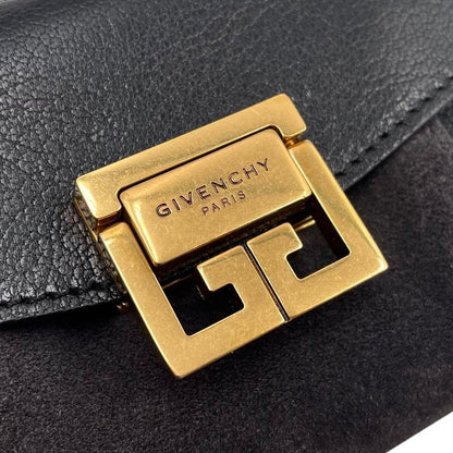 GIVENCHY Shoulder Bag Purse Chain Leather Suede Black Authentic