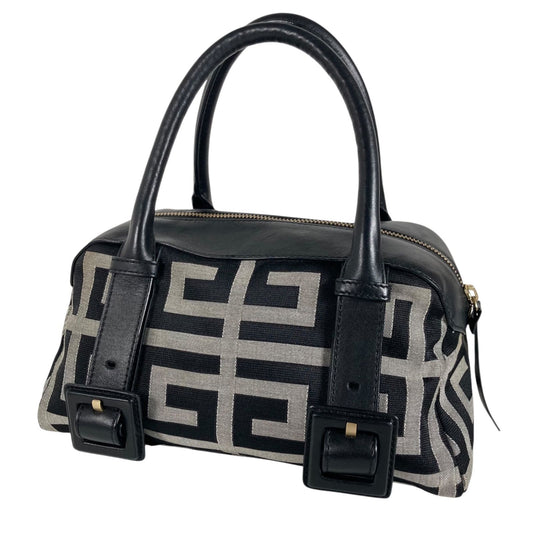 GIVENCHY Hand Bag Tote Purse 4G Canvas Leather Black Gray Authentic