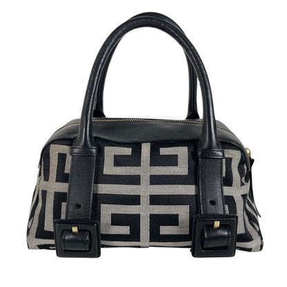 GIVENCHY Hand Bag Tote Purse 4G Canvas Leather Black Gray Authentic