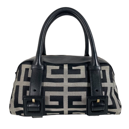 GIVENCHY Hand Bag Tote Purse 4G Canvas Leather Black Gray Authentic