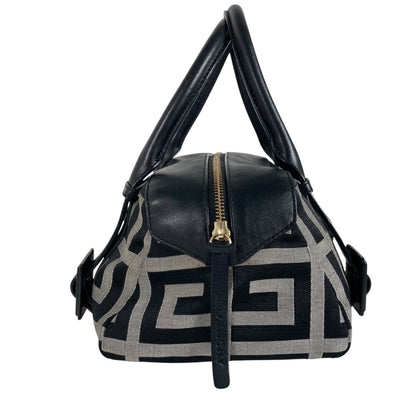 GIVENCHY Hand Bag Tote Purse 4G Canvas Leather Black Gray Authentic