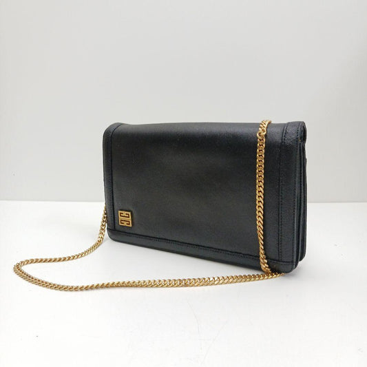 GIVENCHY Shoulder Bag Purse 4G Chain Leather Black Authentic