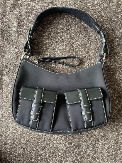 GIVENCHY Accessory Pouch Shoulder Bag Purse Nylon Leather Black Authentic