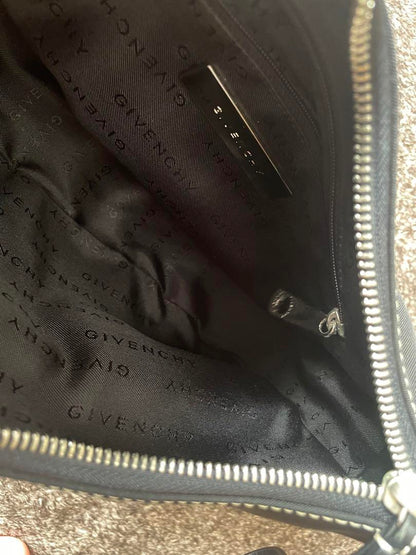 GIVENCHY Accessory Pouch Shoulder Bag Purse Nylon Leather Black Authentic